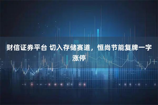 财信证券平台 切入存储赛道，恒尚节能复牌一字涨停